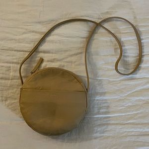 BAGGU Cream Leather Circle Bag